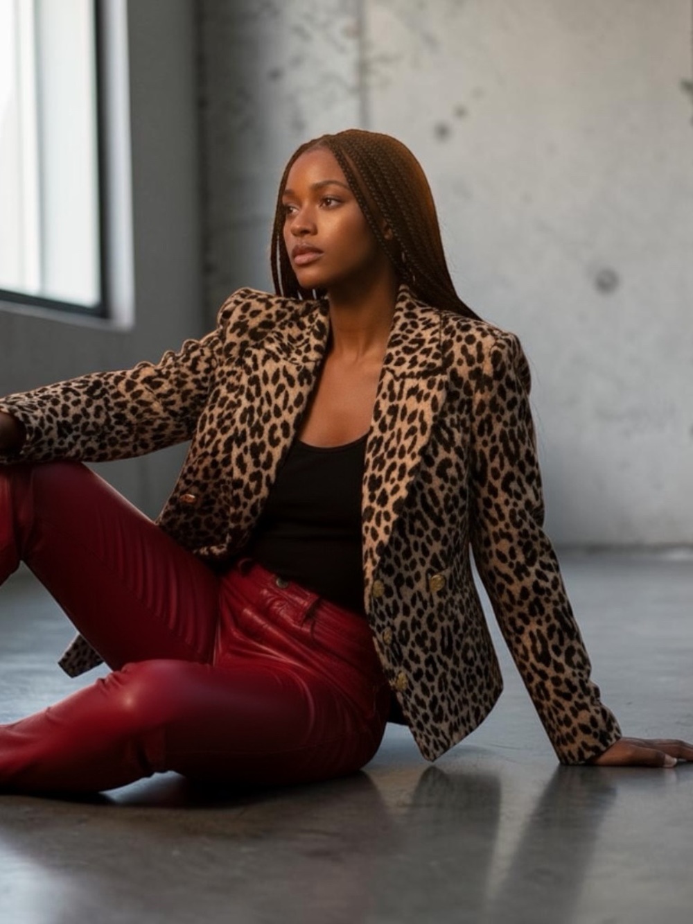 Versace Leopard Print Double-Breasted Jacket - Tan & Black with Gold Buttons - Picture 10 of 10
